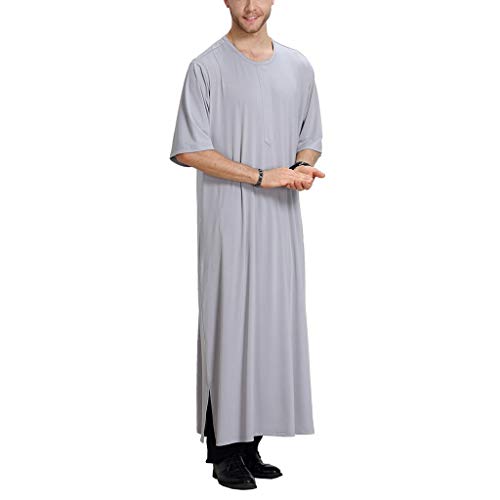 Mens Nightshirts Short Sleeve Long Gown Side Split, Comfy Long Nightgown, Casual Sleepshirt, Nightgrown Pajama4
