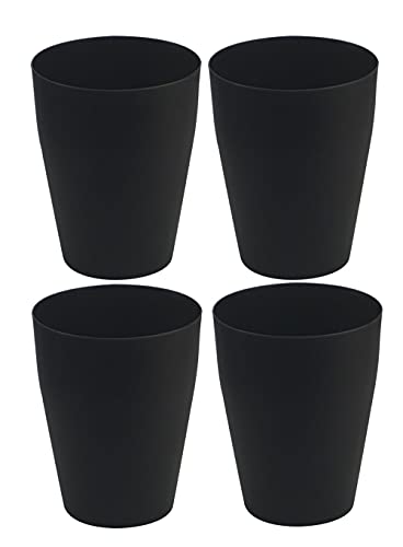 Image of Feisco Small Trash Can,Plastic Round Bathroom Wastebasket Garbage Can for Bathroom Bedroom Kitchen Office (Black, Pack of 4)