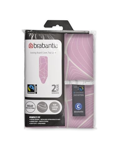 Image of Brabantia Ironing Board Cover Size B (Lilac Waves), 49 x 15 in. /124 x 38 cm with 0.08 in. /2 mm Foam Padding, Steam Iron Compatible Ironing Board Cover, Made from Fairtrade Material