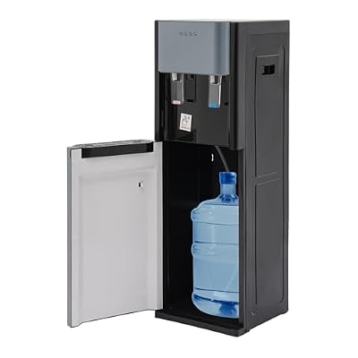 Bottom Loading Water Cooler Dispenser for 5 Gallon Bottles - Hot & Cold Water, Stainless Steel 5 Gallon Water Dispenser with LED Light for Home, Offices, Hotels, Kitchens (Dark Gray)