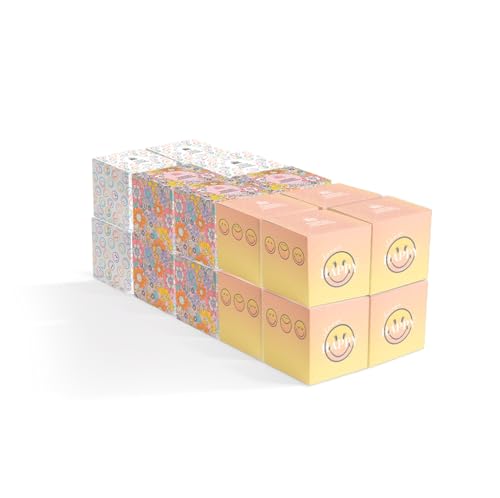 SmileyWorld® Ultra Doux - Mouchoirs en Papier Cube Design, 48 FEUILLES/BOÎTE, 20 BOÎTES/CARTON, Économiques, Pratiques, et Faciles à Utiliser | Mouchoirs en Paquet, Smiley | World®