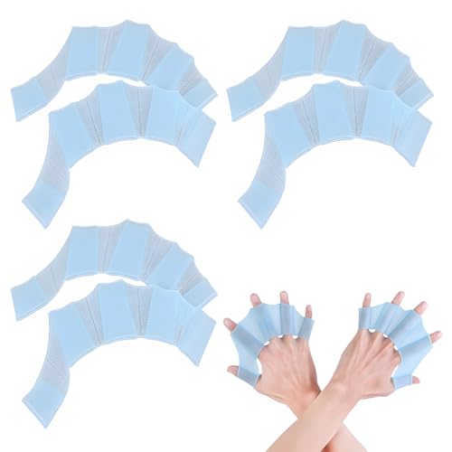 3 Pares Manoplas Natación, Palas Natación, Aletas de Silicona para Nadar con los Dedos, Guantes de Natación con Aletas, Suaves y Prácticos, Entrenamiento de Natación, Para Niños (Azul, S)