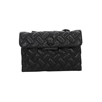 Quilted Black Leather Crossbody Bag with Chain Strap, Diamond Stitched Pattern, Small Shoulder Purse KURT GEIGER
