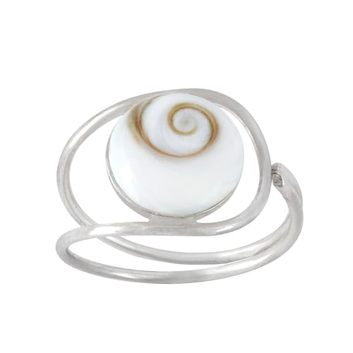 Silverly Anillo Mujeres en Plata de Ley 925 Concha Ojo de Shiva Espiral Gota Ajustable Silverly Anillo Mujeres en Plata de Ley 925 Concha Ojo de Shiva Espiral Gota Ajustable