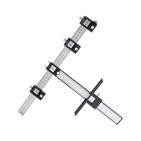 DUEBEL Cabinet Hardware Jig, Adjustable Punch Locator Drill Guide Sleeve Wood Drilling Dowelling Cabinet Hardware Template Tool for Installation of Handles Knobs on Doors and Drawer Pull Cover