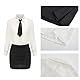 ROSVAJFY Sexy Outfit für Damen Sekretärin Damen Kostüm Sexy Cosplay Lingerie for Women Cosplay Inklusive Schwarzer Enger Minirock Transparente Bluse Weiß Krawatte Tanga für Halloween