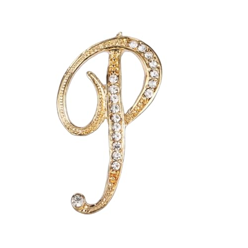 Image of Rhinestone Initial Brooch Pin for Women, Alphabet Gold Letter Brooch A-Z with Crystal, Metal Pin for Hat Bag Dress Suit Accessory for Men