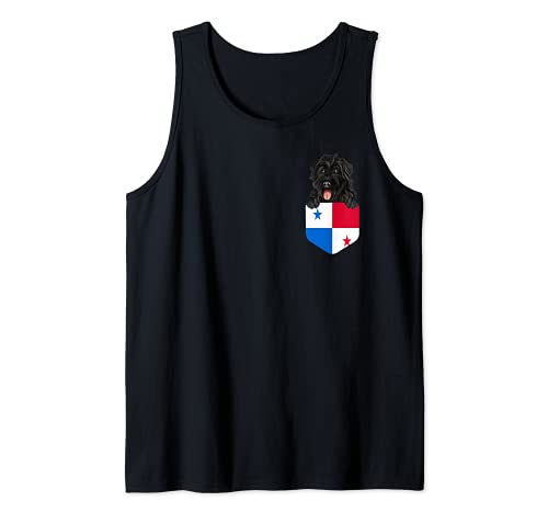 Panama Flag Bouvier des Flandres Dog In Pocket Tank Top, Black
