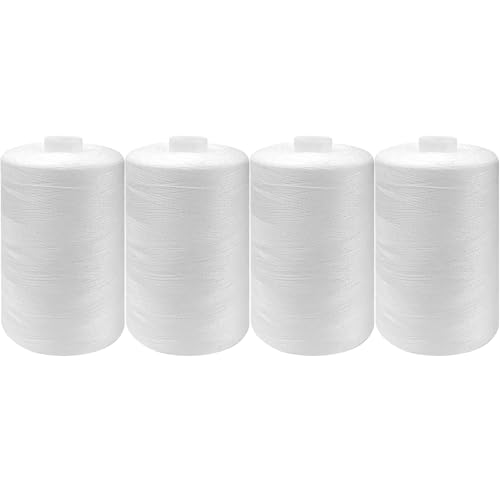 Sewing Thread-4 Spools of Polyester Thread for Sewing Machine for Beginners Hand Stitching & Quilting-White (White 1000yards)