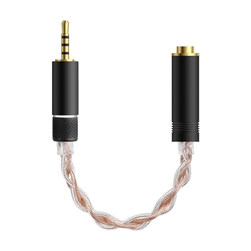 Geekria 2.5mm Balanced Male to 4.4mm Balanced Female Headphones Adapter, Copper and Silverplated Upgrade Cable Conversion Audio Dongle Cable (0.5ft)