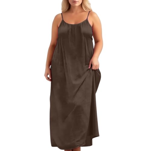 Robe ete femme fluide dress casual longue sans manches couleur unie