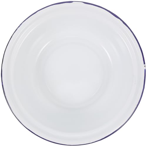 CLISPEED Tazón Esmaltado Vintage de 22 Cm, Bowl Profundo Color Claro Borde Enrollado, Cuenco Multiusos para Sopa y Mezcla, Recipiente Grueso para Cocina y Servir Alimentos