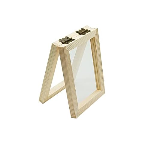 Worown 1 Piece A7 Size Paper 2 in 1 Wooden Paper Making Screen, 10 x 13 cm Paper Making Mould, Wooden Paper Making Frame for DIY Paper Crafts Cover
