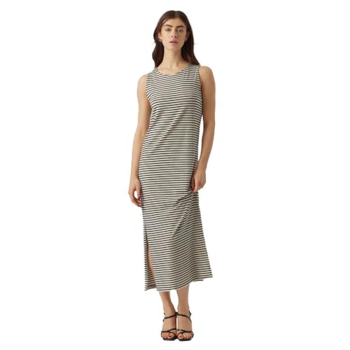 VERO MODA Damen Vmfiona Sl O-neck Dress Vma Noos Maxikleid, Birke/Streifen:...