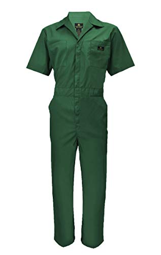 Natural Uniforms Mens Short Sleeve Zip Up Coverall, Stain and Wrinkle Resistant (Hunter Green, Small)