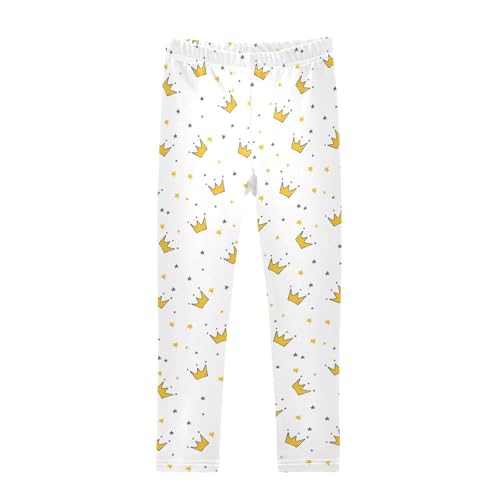 Graffiti Crown Girls Leggings,Workout Leggings for Girls Toddler Athletic Leggings Size for 3-10T