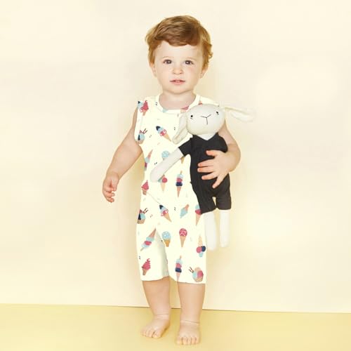 Babysoy Organic Pattern Print Tank Romper Shortall4