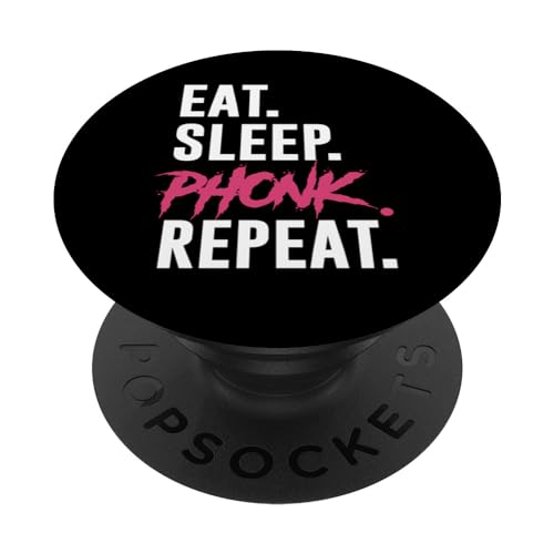 Eat Sleep Phonk Repeat, Funny Vintage Phonk Music PopSockets Swappable PopGrip, Black