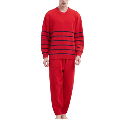 Men's Fuzzy Fleece Pajama Set Warm and Cozy Long Sleeve Top and Bottom Nightwear Lounge Set Mens Pjs Sets with Pockets