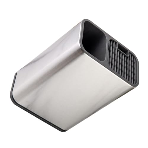 STAHAD Contenitore per Utensili da Cucina in Acciaio Inox 430 Fondo Antiscivolo, Portaposate e Supporto per Coltelli, Organizer da Banco Versatile per Uso Domestico