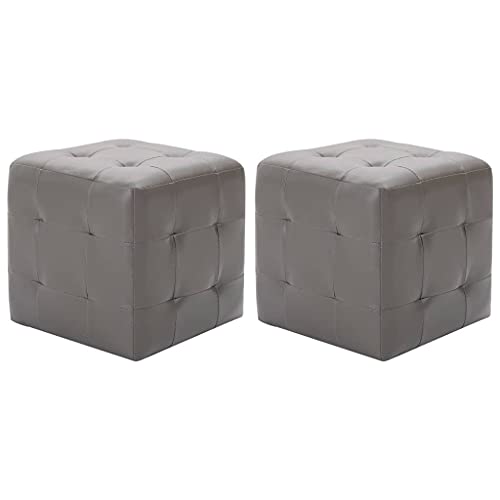 Frdhee Mesas auxiliares para teléfono, mesitas de noche, 2 unidades, gris, 30 × 30 × 30 cm, piel sintética, mesa de cama para cama con somier, dormitorio, habitación de invitados