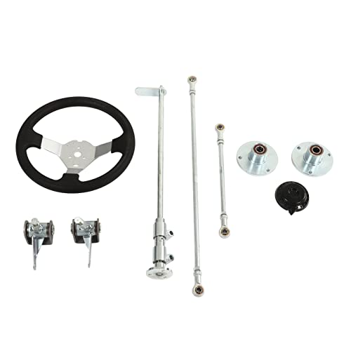 Zhed 300mm Steering Wheel Steel Kit, Gear Rack Pinion Adjustable Shaft Set Replacement, Tie Rod Ball Joint Gear Rack Shaft Parts Assembly Kit for Go Kart Go Cart
