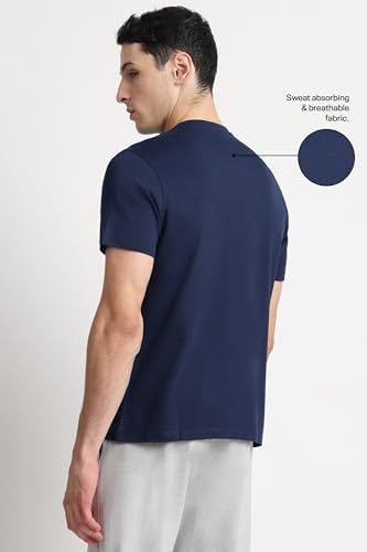 Image of Reebok Men's 100% Cotton Casual T-Shirt - Pure Cotton Soft Breathable Regular Fit Half Sleeve Tee for Men | Round Neck Tshirt for Men Cotton Tshirt