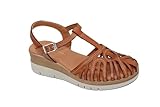 Eric Michael Women's Rose Wedge Sandal Buckle Shoe(Tan/EU:39 USA:8-8.5)
