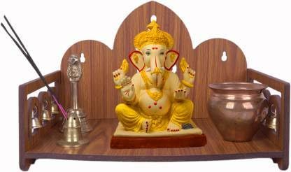 VYOM Design & Decor Sacred Serenity Wooden Home Shrine, Crafted Elegance for Your Spiritual Space Like Home, Office, Shop 343