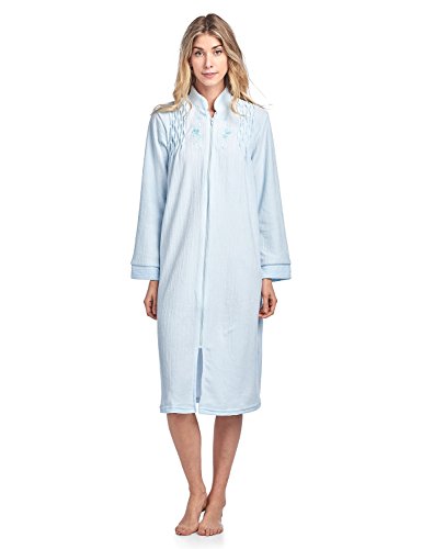 Casual Nights Women's Zipper Front Jacquard Terry Fleece Robe Duster2
