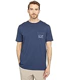 vineyard vines Men's Short Sleeve Vintage Whale Pocket T-Shirt, Blue Blazer, Large