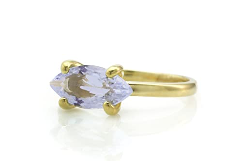 Bague solitaire en tanzanite véritable et sa monture marquise élégante