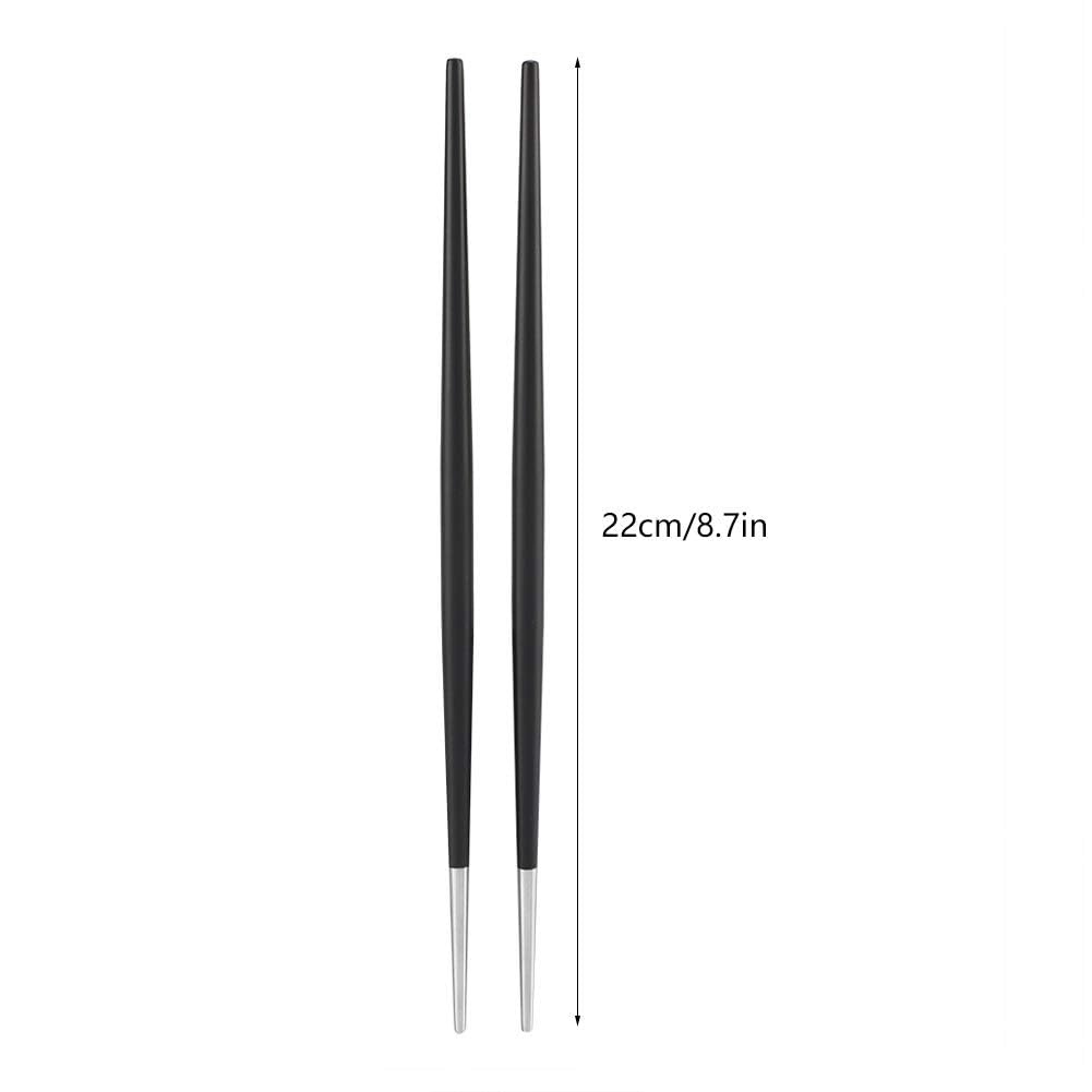 Lot de 5 paires de baguettes japonaises en acier inoxydable 304 pour sushi - Noir argenté