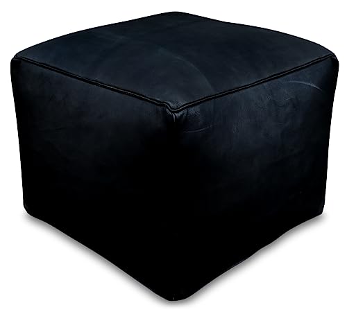 See the Good Quadratischer Leder Pouf - Handgefertigt - gefüllt...