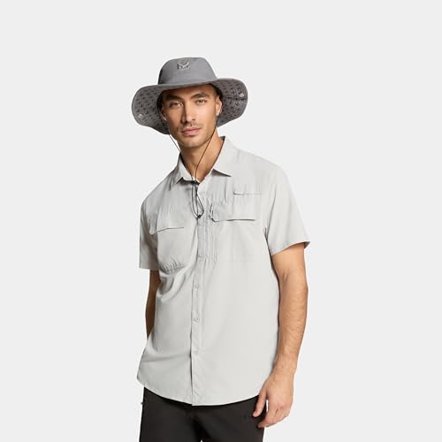 Image of MISSION Cooling UPF Bucket Hat - Unisex Sun Hat for Hiking, Golfing & Fishing - Sweat & Water Activated Technology, Charcoal Mission Print