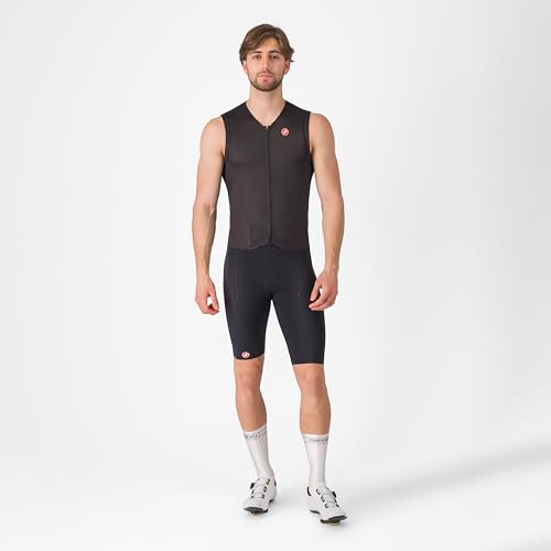 CASTELLI Men&rsquo;s Sanremo 3 Suit Sleeveless, Cycling Race Swim Bike Run, Aerodynamic Triathlon Suit with Tri Seat Pad - Black - Medium