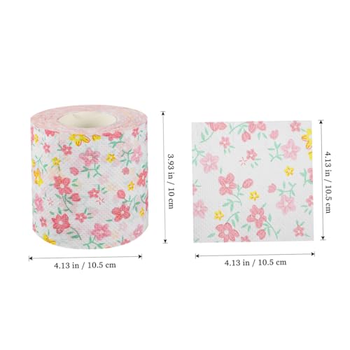 Papel higiénico estampado de flores OUNONA con 2 rollos de textura suave para el hogar 3