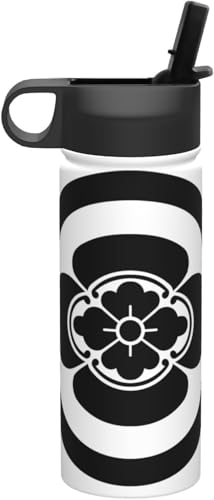 戦国武将 織田信長 丸に木瓜 家紋 水筒 真空断熱 保温 保冷 スポーツボトル 人気 ステンレスボトル スポーツ飲料対応 漏れない 直飲み530ml 男の子 女の子 おしゃれ プレゼント