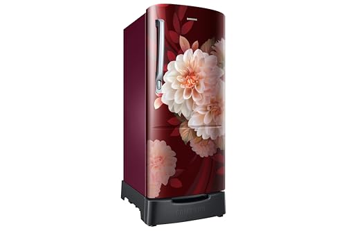 Image of Samsung 183 L, 5 Star, Digital Inverter, Direct-Cool Single Door Refrigerator (RR20F2825BR /NL, Begonia Red, Base Stand Drawer)