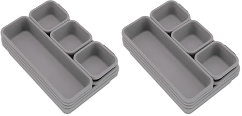 Organisateur de tiroir modulable plastique gris cuisine bureau vêtement - 2