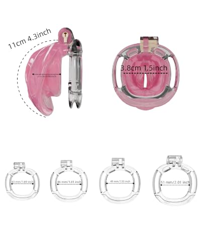 Image of Flat Chastity Cage Sissy Silicone Soft Realistic Vagina (See-Through Pink) | DINGYAN Vulva Soft TPE Material Micro Chastity Device Breathable Penis Cock Cage Invisible Anti Erection BDSM Slave Training