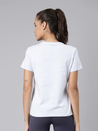 Image of XTEP Comprehensive Training Series, Slim Fit, Short Sleeve, Cotton+Elastene, Crew Neck Design, Twill Weave, Typography Printed Training T-Shirt for Women