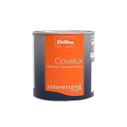 Covema Covelux Vetrificante Acrilico All’Acqua 1 L – Finitura Lucida Trasparente Non Ingiallente, Protettivo per Interni ed Esterni, Resistente all’Acqua