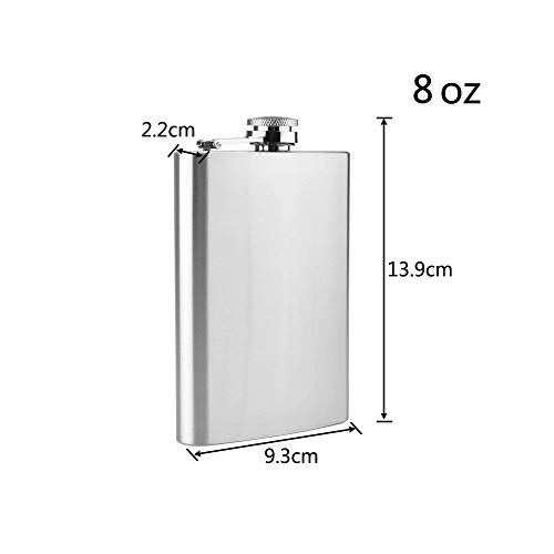 8 oz/224ml heupfles, 2 stuks roestvrij stalen heupfles, draagbare zak whisky, roestvrij stalen vlag, voor wandelen, jagen, kamperen, klimmen camping Barbecue Bar Party Drinker, Silve - Image 4