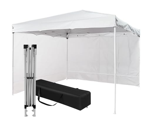 Gazebo 3x3 Pieghevole Impermeabile Con 2 Pareti Laterali, Struttura Resistente in Acciaio, Richiudibile a Fisarmonica, Con Sacca Per il Trasporto, Telo in Poliestere 160 gr/mq | Gazebo Pop-up