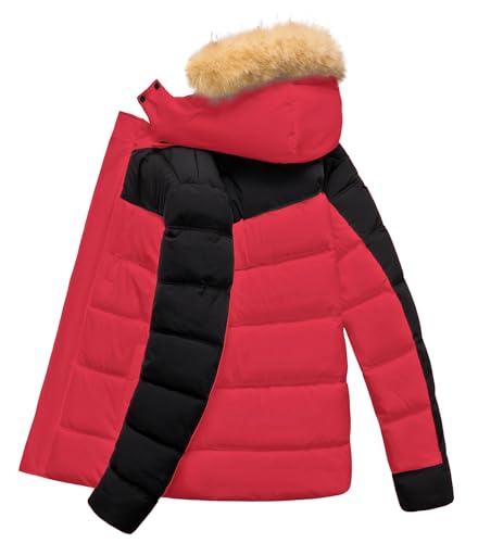 Image of Men's Puffer Jacket Winter Coat Puffy Parka with Fur Hood Waterproof & Windproof Shell Fleece lining 4 Pockets