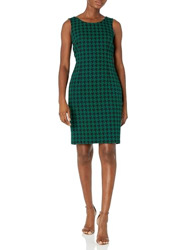 Women's 3 Button Peter Pan Collar Houndstooth Jacket/Sheath Dress Suit3