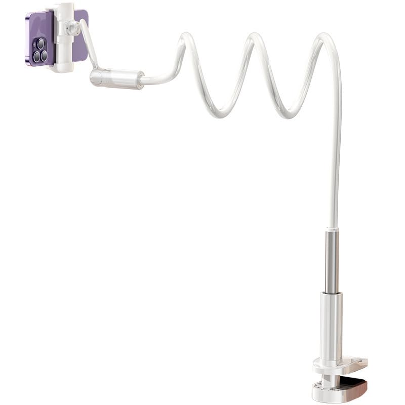 Soporte de móvil para cama que evita dolor de cuello, brazo de 110 cm y pinza ajustable 360°