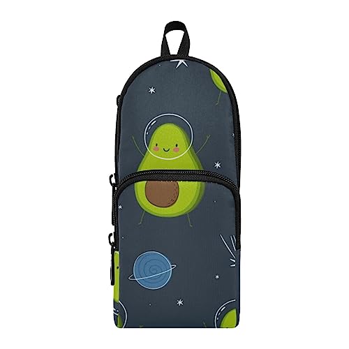 Image of ZAZYXTJ Standing Large Capacity Pencil Case 3 Compartment Pen Pouch Storage Canvas Makeup Bag for School Office Teen Girl Boy Men Women (Avocado)