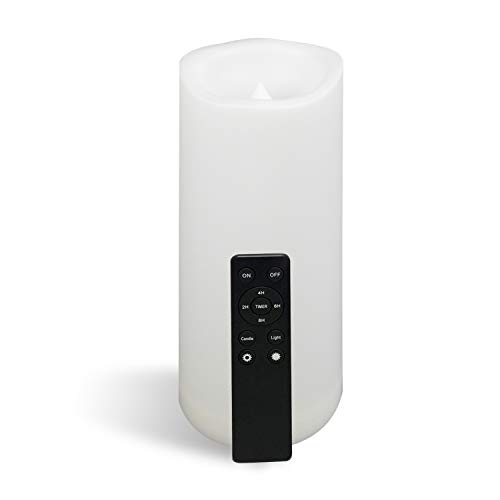 Image of CANDLE CHOICE Waterproof Outdoor Battery Operated Flameless Candle Remote Timer Large Tall White Plastic Realistic Flickering Electric LED Pillar Lantern Garden Wedding Christmas Decorations 4 inchDx10 inchH